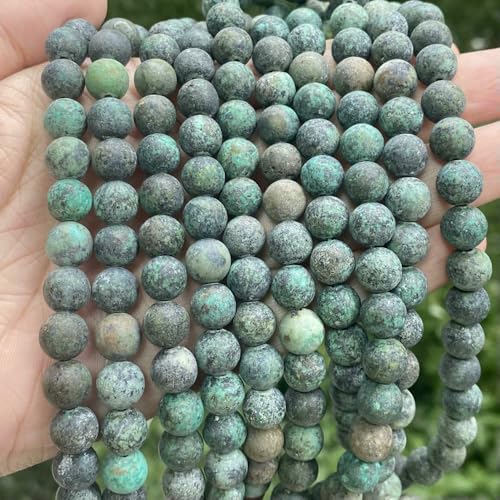 Natürlicher matter Jaspis, mattierter Amazonit, Achate, Jade, Quarz, Türkis, Stein, runde Abstandsperle zur Schmuckherstellung, Armband – Afrikanischer Türkis – 10 mm, 36 bis 37 Stück von QPFNEI