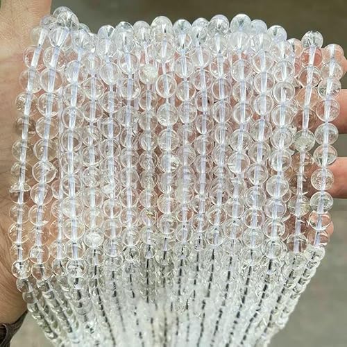 Natürlicher weißer kristallklarer Quarzstein, Perlen zur Schmuckherstellung,DIY-Armband,Halskette, Ohrring-Accessoire, 38,1 cm Strang, 5A Bergquarz, ca. 9–10 mm, 36 Stück von QPFNEI