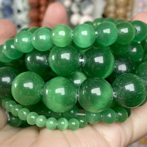 Naturstein, bunt, rosa-weiß, Mondstein, Katzenaugen-Perlen zur Schmuckherstellung, lose Abstandsperlen, DIY-Charm-Armband, Halskette, 15 Zoll, Grün, 8 mm, 45 bis 46 Stück Naturstein, bunt, rosa-weiß, Mondstein, Katzenaugen-Perlen zur Schmuckherstellung, lose Abstandsperlen, DIY-Charm-Armband, Halskette, 15 Zoll, Grün, 8 mm, 45 bis 46 Stück von QPFNEI