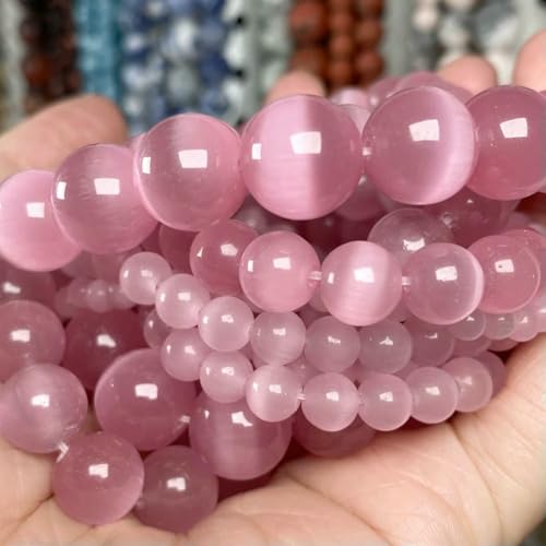 Naturstein, bunt, rosa-weiß, Mondstein, Katzenaugen-Perlen zur Schmuckherstellung, lose Abstandsperlen, DIY-Charm-Armband, Halskette, 15 Zoll, Rosa, 12 mm, 29 bis 30 Stück Naturstein, bunt, rosa-weiß, Mondstein, Katzenaugen-Perlen zur Schmuckherstellung, lose Abstandsperlen, DIY-Charm-Armband, Halskette, 15 Zoll, Rosa, 12 mm, 29 bis 30 Stück von QPFNEI