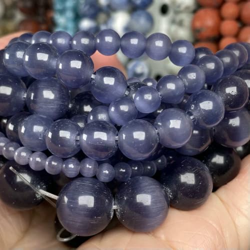 Naturstein, bunt, rosa-weiß, Mondstein, Katzenaugen-Perlen zur Schmuckherstellung, lose Abstandsperlen, DIY-Charm-Armband, Halskette, 38,1 cm, Violett, 10 mm, 36 bis 37 Stück Naturstein, bunt, rosa-weiß, Mondstein, Katzenaugen-Perlen zur Schmuckherstellung, lose Abstandsperlen, DIY-Charm-Armband, Halskette, 38,1 cm, Violett, 10 mm, 36 bis 37 Stück von QPFNEI