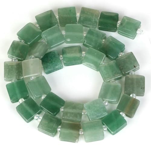 Naturstein, grüner Aventurin, runde lose Perlen, facettierte Tropfen, Rondell, Jade, lose Perle für die Schmuckherstellung, DIY-Armband, handgefertigt, 10 mm quadratisch von QPFNEI