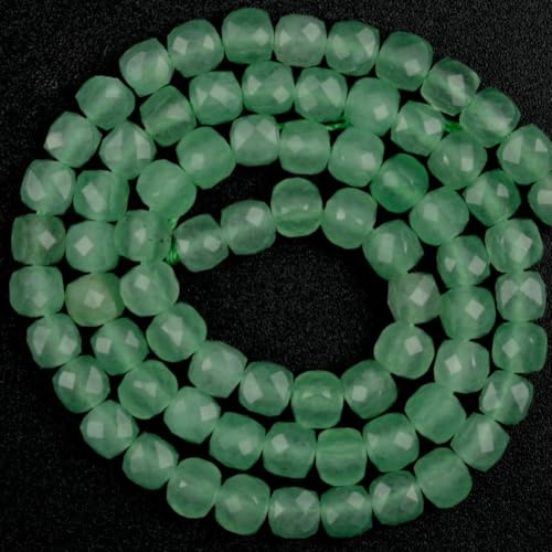 Naturstein, grüner Aventurin, runde lose Perlen, facettierte Tropfen, Rondell, Jade, lose Perle für die Schmuckherstellung, DIY-Armband, handgefertigt, 5 facettierte Quadrate von QPFNEI