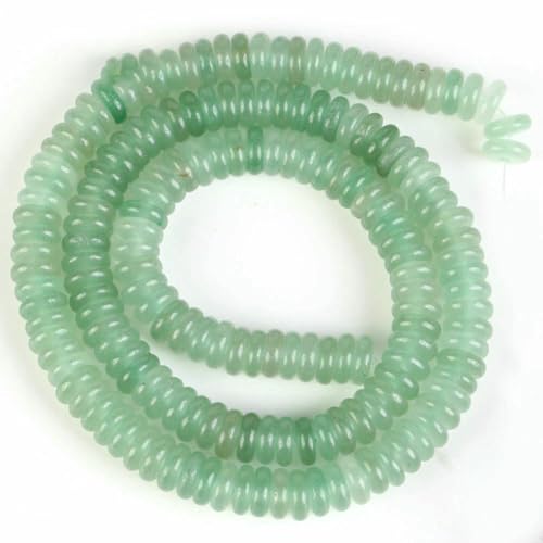 Naturstein, grüner Aventurin, runde lose Perlen, facettierte Tropfen-Rondell-Jade, lose Perle für die Schmuckherstellung, DIY-Armband, handgefertigt, 2 x 6 mm Rondell von QPFNEI
