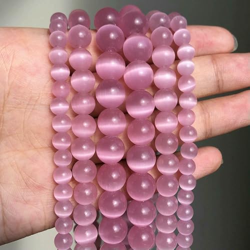 Naturstein, rosa-weißer Mondstein, Katzenaugenperle zur Schmuckherstellung, glatte, lose Abstandsperlen, Opal, DIY-Charm-Armbänder, Halsketten, rosa, 8 mm, 46 Stück Perlen Naturstein, rosa-weißer Mondstein, Katzenaugenperle zur Schmuckherstellung, glatte, lose Abstandsperlen, Opal, DIY-Charm-Armbänder, Halsketten, rosa, 8 mm, 46 Stück Perlen von QPFNEI
