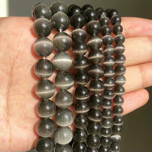 Naturstein, rosa-weißer Mondstein, Katzenaugenperlen zur Schmuckherstellung, glatter, loser Abstandshalter, Opal, DIY-Charm-Armbänder, Halsketten, Grau, 8 mm, 46 Stück Perlen Naturstein, rosa-weißer Mondstein, Katzenaugenperlen zur Schmuckherstellung, glatter, loser Abstandshalter, Opal, DIY-Charm-Armbänder, Halsketten, Grau, 8 mm, 46 Stück Perlen von QPFNEI