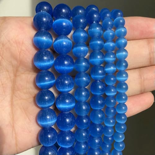 Naturstein, rosa-weißer Mondstein, Katzenaugenperlen zur Schmuckherstellung, glatter, loser Abstandshalter, Opal, DIY-Charm-Armbänder, Halsketten, blau, 8 mm, 46 Stück Perlen Naturstein, rosa-weißer Mondstein, Katzenaugenperlen zur Schmuckherstellung, glatter, loser Abstandshalter, Opal, DIY-Charm-Armbänder, Halsketten, blau, 8 mm, 46 Stück Perlen von QPFNEI