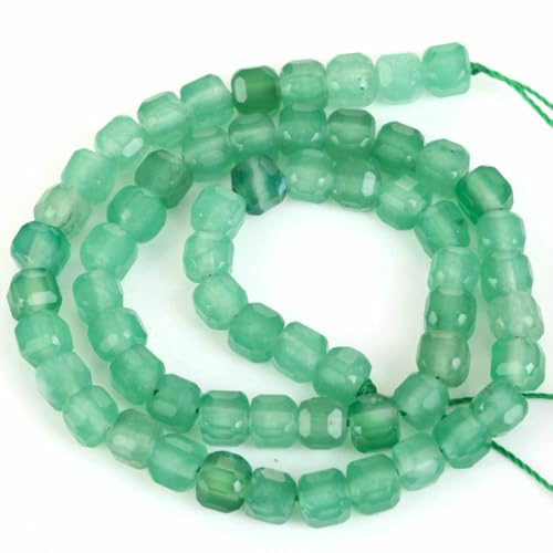 Naturstein Grüner Aventurin Runde Lose Perlen Facettierte Tropfen Rondell Jade Lose Perle für Schmuckherstellung DIY Armband Handgefertigt-5FacetedSquare2 von QPFNEI