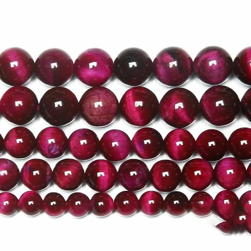 Naturstein Magenta Tigerauge Achat Runde lose Perlen 15" Strang 6 8 10 mm Pickgröße-10mm 36 bis 38 Stück von QPFNEI