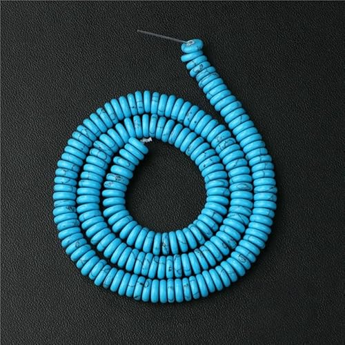 Natursteinperle, blau, türkis, verkrustet, flach, Rondell, rund, quadratisch, lose Abstandsperlen zur Schmuckherstellung, Zubehör-Nr. 5, 6 x 2 mm Natursteinperle, blau, türkis, verkrustet, flach, Rondell, rund, quadratisch, lose Abstandsperlen zur Schmuckherstellung, Zubehör-Nr. 5, 6 x 2 mm von QPFNEI
