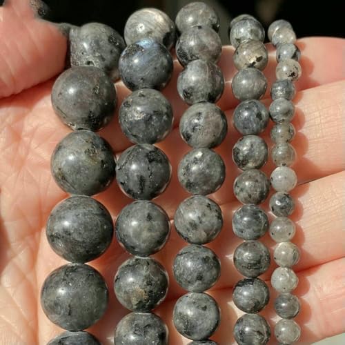 Natursteinperlen, 4, 6, 8, 10 mm, Lava, Amazonit, Achate, Amethyst, Turuoqis, Turmalin, runde Perlen zur Schmuckherstellung, DIY-Armbänder, Labradorit, 4,0 mm, 88 bis 91 Stück von QPFNEI