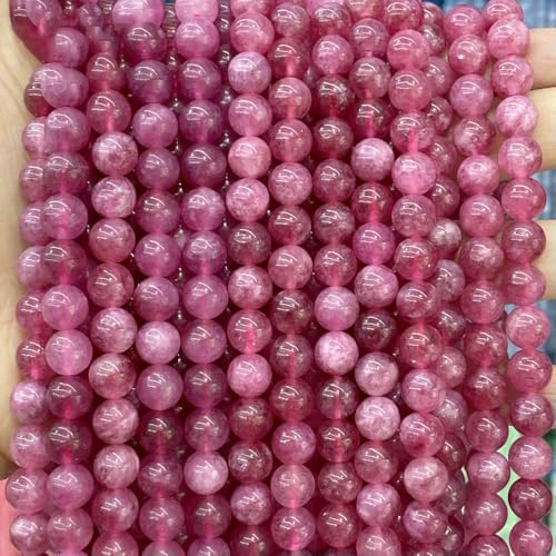 Natursteinperlen, 4, 6, 8, 10 mm, Lava, Amazonit, Achate, Amethyst, Turuoqis, Turmalin, runde Perlen zur Schmuckherstellung, DIY-Armbänder, rosa Turmalin, 4,0 mm, 88 bis 91 Stück von QPFNEI
