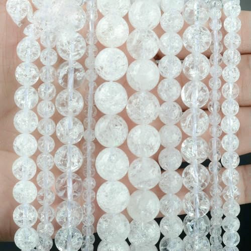 Natursteinperlen, 4, 6, 8, 10 mm, Lava, Amazonit, Achate, Amethyst, Turuoqis, Turmalin, runde Perlen zur Schmuckherstellung, DIY-Armbänder – gerissener Kristall – 10 mm, 36 bis 37 Stü von QPFNEI