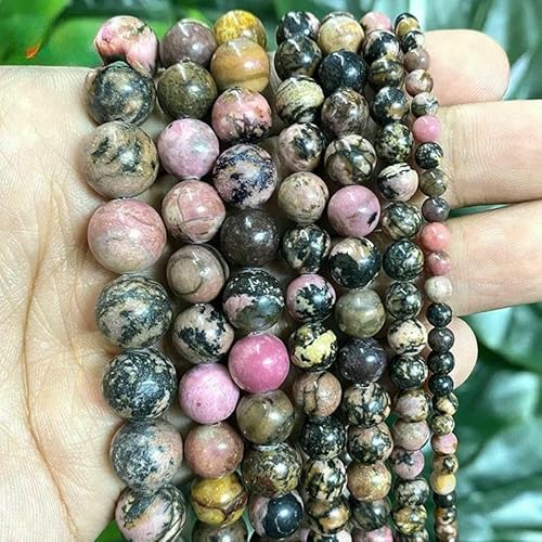 Natursteinperlen, Jaspis, Amazonit, Türkis, Achate, runde Perlen zur Schmuckherstellung, DIY-Armband, Ohrringe, 4/6/8/10/12 mm, schwarzer Spitzen-Rhodonit, 6 mm, ca. 62 Stück Natursteinperlen, Jaspis, Amazonit, Türkis, Achate, runde Perlen zur Schmuckherstellung, DIY-Armband, Ohrringe, 4/6/8/10/12 mm, schwarzer Spitzen-Rhodonit, 6 mm, ca. 62 Stück von QPFNEI