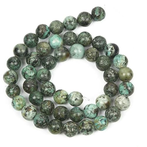 Natursteinperlen, Malachit, Amazonit, Achat, Tigerauge, Türkis, Kristallperlen zur Schmuckherstellung, DIY-Armbänder, Zubehör – Afrikanische Kiefer – 10 mm – ca. 38 Stück von QPFNEI