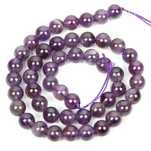 Natursteinperlen, Malachit, Amazonit, Achat, Tigerauge, Türkis, Kristallperlen zur Schmuckherstellung, DIY-Armbänder, Zubehör – Amethyst-Achat – 10 mm – ca. 38 Stück von QPFNEI