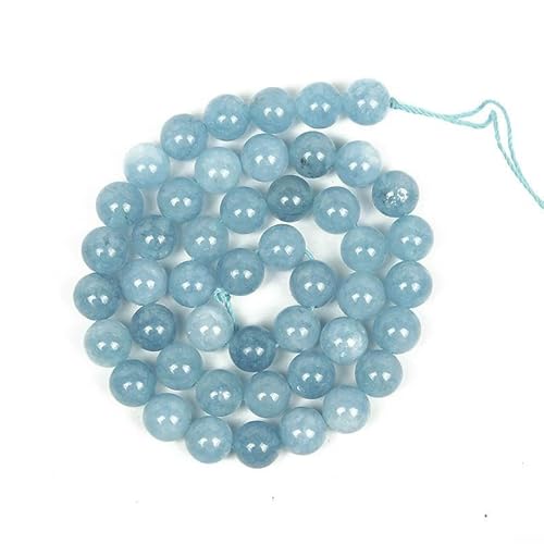 Natursteinperlen, Malachit, Amazonit, Achat, Tigerauge, Türkis, Kristallperlen zur Schmuckherstellung, DIY-Armbänder, Zubehör – Aquamarin-Imitation – 8 mm – ca. 45 Stück von QPFNEI