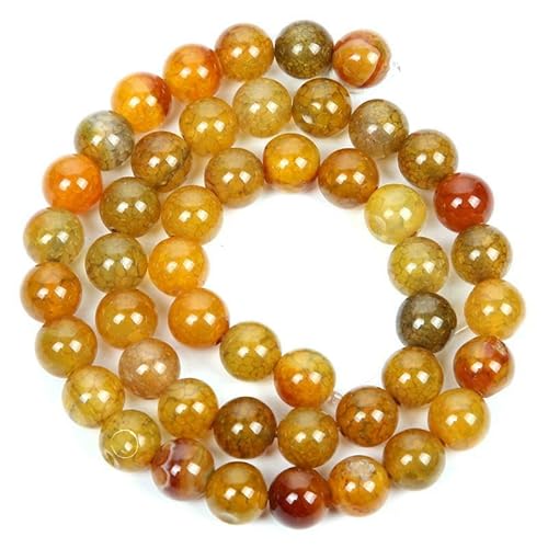 Natursteinperlen, Malachit, Amazonit, Achat, Tigerauge, Türkis, Kristallperlen zur Schmuckherstellung, DIY-Armbänder, Zubehör – Drachenadern-Achat – 8 mm – ca. 45 Stück von QPFNEI