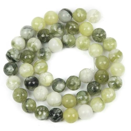 Natursteinperlen, Malachit, Amazonit, Achat, Tigerauge, Türkis, Kristallperlen zur Schmuckherstellung, DIY-Armbänder, Zubehör – Grüne Rookie-Jade – 10 mm – ca. 38 Stück von QPFNEI