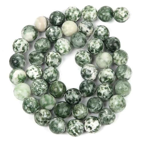 Natursteinperlen, Malachit, Amazonit, Achat, Tigerauge, Türkis, Kristallperlen zur Schmuckherstellung, DIY-Armbänder, Zubehör – Grüner Punkt – 6 mm – ca. 60 Stück von QPFNEI