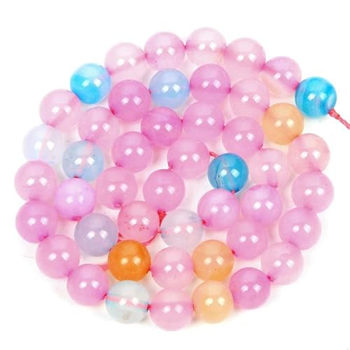 Natursteinperlen, Malachit, Amazonit, Achat, Tigerauge, Türkis, Kristallperlen zur Schmuckherstellung, DIY-Armbänder, Zubehör – Morgan-Achat – 12 mm – ca. 30 Stück von QPFNEI