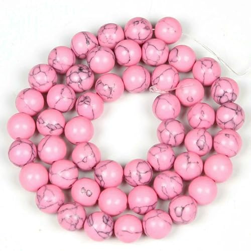 Natursteinperlen, Malachit, Amazonit, Achat, Tigerauge, Türkis, Kristallperlen zur Schmuckherstellung, DIY-Armbänder, Zubehör – Rosa Türkis – 4,0 mm – ca. 90 Stück von QPFNEI