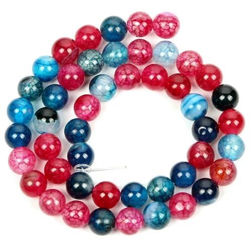 Natursteinperlen, Malachit, Amazonit, Achat, Tigerauge, Türkis, Kristallperlen zur Schmuckherstellung, DIY-Armbänder, Zubehör – Roter Turmalin – 10 mm – ca. 38 Stück von QPFNEI