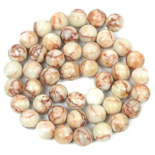 Natursteinperlen, Malachit, Amazonit, Achat, Tigerauge, Türkis, Kristallperlen zur Schmuckherstellung, DIY-Armbänder, Zubehör – Rotes Netzwerk – 6 mm – ca. 60 Stück von QPFNEI