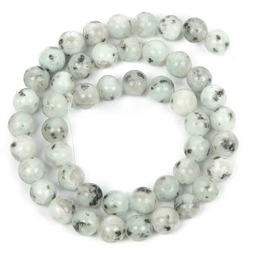 Natursteinperlen, Malachit, Amazonit, Achat, Tigerauge, Türkis, Kristallperlen zur Schmuckherstellung, DIY-Armbänder, Zubehör – Tianshan-Orchidee – 10 mm – ca. 38 Stück von QPFNEI