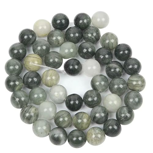 Natursteinperlen, Malachit, Amazonit, Achat, Tigerauge, Türkis, Kristallperlen zur Schmuckherstellung, DIY-Armbänder, Zubehör – Wasserpflanzenstein – 8 mm – ca. 45 Stück von QPFNEI