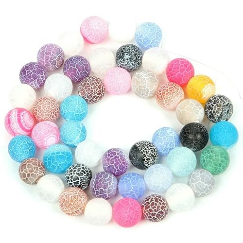 Natursteinperlen, Malachit, Amazonit, Achat, Tigerauge, Türkis, Kristallperlen zur Schmuckherstellung, DIY-Armbänder, Zubehör – mehrfarbig, verwittert – 6 mm – ca. 60 Stück von QPFNEI
