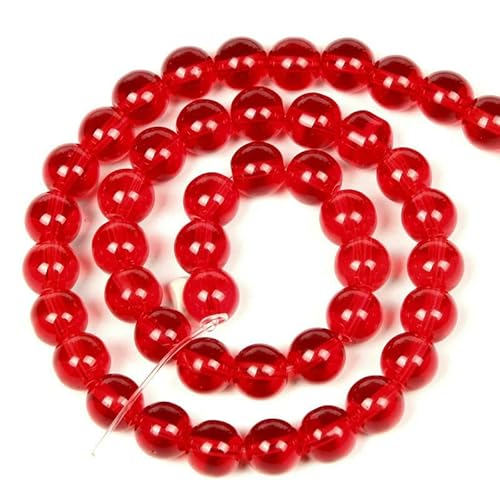 Natursteinperlen, Malachit, Amazonit, Achat, Tigerauge, Türkis, Kristallperlen zur Schmuckherstellung, DIY-Armbänder, Zubehör – rotes Glas – 10 mm – ca. 38 Stück von QPFNEI