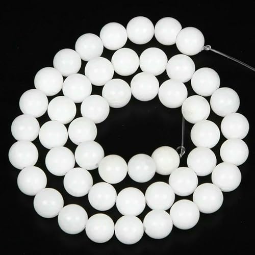 Natursteinperlen, Malachit, Amazonit, Achat, Tigerauge, Türkis, Kristallperlen zur Schmuckherstellung, DIY-Armbänder, Zubehör – weiße Achsperlen – 8 mm – ca. 45 Stück von QPFNEI