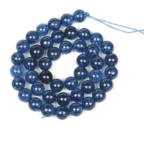 Natursteinperlen, Malachit, Amazonit, Achat, Tigerauge, Türkis, verkrustete Kristallperlen zur Schmuckherstellung, DIY-Armbänder, Zubehör – Blauer Kristall – 10 mm – ca. 38 Stück von QPFNEI