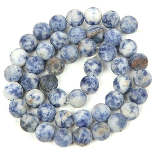 Natursteinperlen, Malachit, Amazonit, Achat, Tigerauge, Türkis, verkrustete Kristallperlen zur Schmuckherstellung, DIY-Armbänder, Zubehör – Blauer Punkt – 8 mm – ca. 45 Stück von QPFNEI