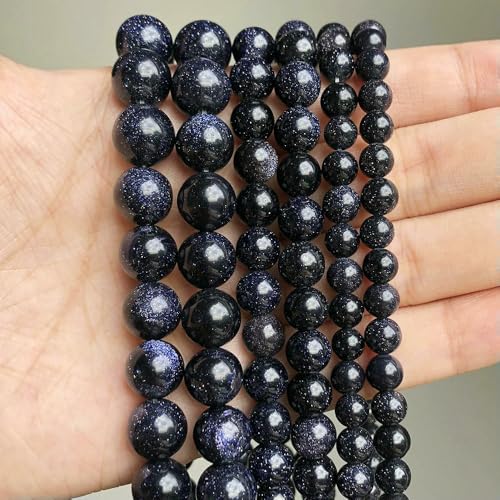Natursteinperlen, blaue Sandsteinperlen, 2/3/4/6/8/10/12 mm, Perlen zur Schmuckherstellung, DIY-Halskettenzubehör, 12 mm, 30 Stück von QPFNEI