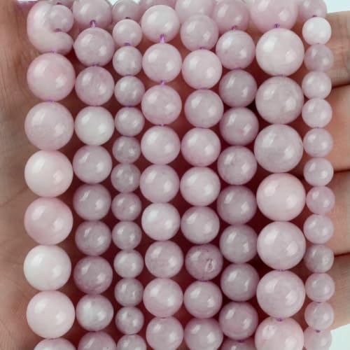 Natursteinperlen 4 6 8 10 mm Lava Amazonit Achate Amethyst Turuoqises Turmalin Runde Perlen zur Schmuckherstellung DIY-Armbänder-Kunzit-10 mm 36 bis 37 Stück von QPFNEI