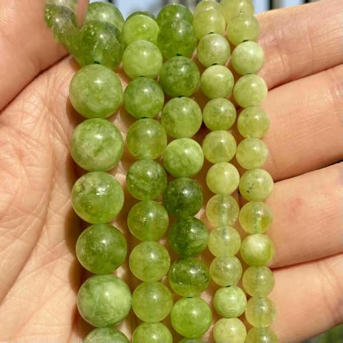 Natursteinperlen 4 6 8 10 mm Lava Amazonit Achate Amethyst Turuoqises Turmalin Runde Perlen zur Schmuckherstellung DIY-Armbänder-Peridot-4,0 mm 88 bis 91 Stück von QPFNEI