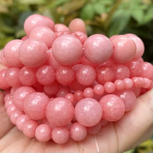 Natursteinperlen 4 6 8 10 mm Tigerauge, Lava, Amazonit, Türkis, Achat, Jaspis, Perlen zur Schmuckherstellung, DIY-Armband, Halskette, Rhodonit, 6 mm, 59 bis 61 Stück von QPFNEI