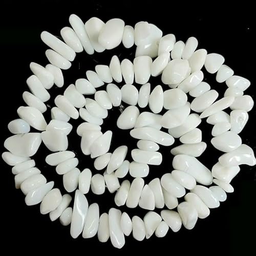 Neu 3–8 mm unregelmäßiger natürlicher Kies, Amethyst, Tigerauge, Granat, Kristall, lose Perlen, DIY-Armband, Halskette, Schmuckzubehör, weißes Porzellan, 5–8 mm, 38 cm von QPFNEI