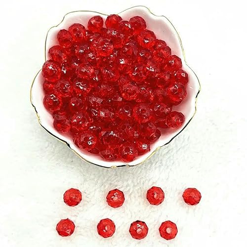 Neue 6/8/10 mm transparente facettierte flache Acrylperlen, lose Abstandsperlen für die Schmuckherstellung, DIY-Handwerksarmbandzubehör-02-8 mm (50 Stück) von QPFNEI