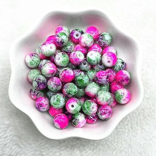 Neue runde Glasperlen mit 4/6/8/10 mm Muster, lose Abstandsperlen für die Schmuckherstellung, DIY-Armband, Halskettenzubehör, 02–4,0 mm (100 Stück) von QPFNEI