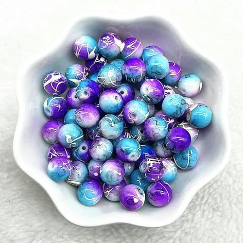 Neue runde Glasperlen mit 4/6/8/10 mm Muster, lose Abstandsperlen für die Schmuckherstellung, DIY-Armband, Halskettenzubehör, 03–8 mm (30 Stück) von QPFNEI