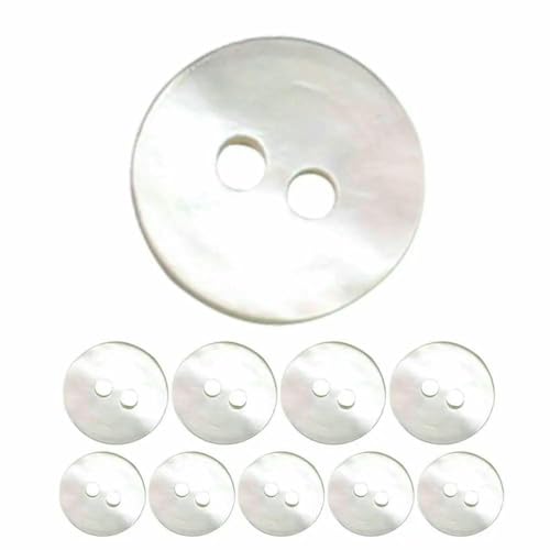 Perlmuttknopf zum Nähen, 10 Stück, Kleidung, Perlmuttknopf, runde Quiltknöpfe, Jacken-Muschelknöpfe, 2-Loch-Design, Typ A, 20 mm Perlmuttknopf zum Nähen, 10 Stück, Kleidung, Perlmuttknopf, runde Quiltknöpfe, Jacken-Muschelknöpfe, 2-Loch-Design, Typ A, 20 mm von QPFNEI
