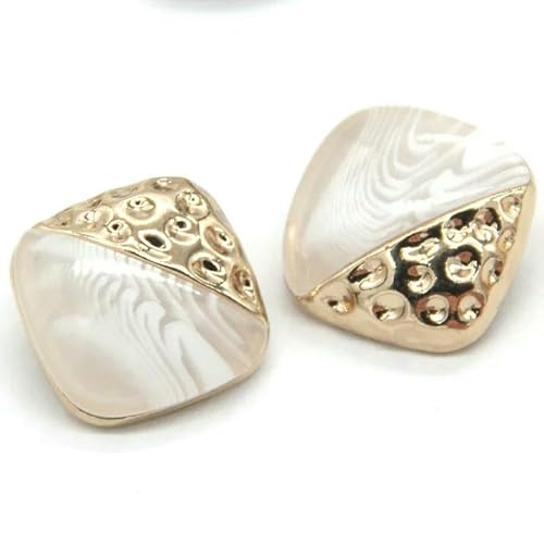 Quadratische Achat-Imitation, goldene Metallknöpfe für Kleidung, Retro, Damen, Mantel, Blazer, handgefertigte Dekorationen, Nähzubehör, Weiß, 25 mm, 6 Stück von QPFNEI