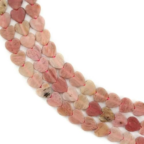 Rhodonit-Perlenstrang, Herz, 6 mm, natürlicher Halbedelstein zur Schmuckherstellung, DIY-Armband, Ohrringe, 6 mm von QPFNEI