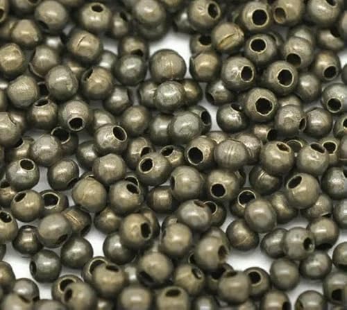 Rocailles-Perlen auf Legierungsbasis, Kugel, Antik-Bronze, DIY-Schmuck, ca. 2 mm Durchmesser, Loch: ca. 0,6 mm, 350 Stück, Antik-Bronze von QPFNEI