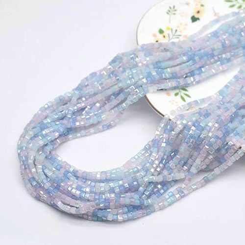 Rosa Pur Farbe 3 4 5 mm Tschechische Glaskristallperlen Würfel Quadratische Kristallperlen Charms Farbe Bonbon Rocailles Perlen für DIY Schmuckherstellung-x2-3,0 mm 180 Stück von QPFNEI