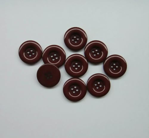Runde Harzknöpfe, 4 Löcher, Mantelnähen, Scrapbooking, DIY, 15 mm, 18 mm, 20 mm, 23,0 mm, 25 mm, 28 mm, 30 mm, 34,0 mm, 38 mm-15 Dunkelrot-15 mm 30 Stück von QPFNEI