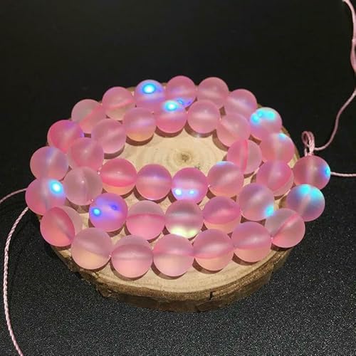 Runde lose Perlen zur Schmuckherstellung, matt AB, österreichischer Kristall, glitzernder Mondstein, DIY-Armband, 15-Zoll-Stränge, 6 mm, 8 mm, 10 mm-Rosa-6 mm, 60 Stück von QPFNEI